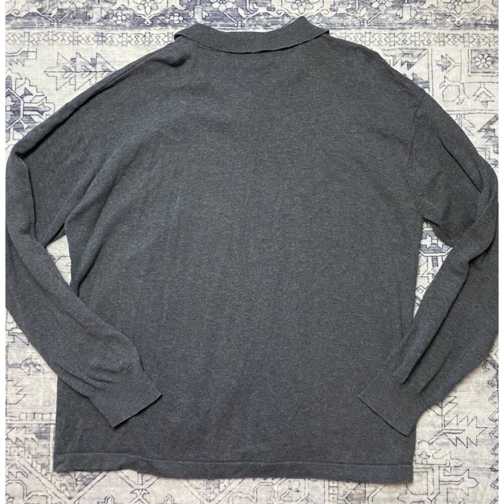 Chaps Ralph Lauren Mens Gray Long Sleeve Polo Shirt XL‎ Henley Cotton Vintage - Picture 6 of 6